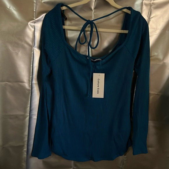 NWT. Culture Code Ribbed Blouse - Picture 1 of 5